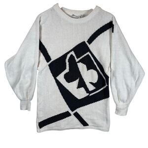 Vintage Peter G's General Stores Sweater M White Black Ramie Cotton Hong Kong